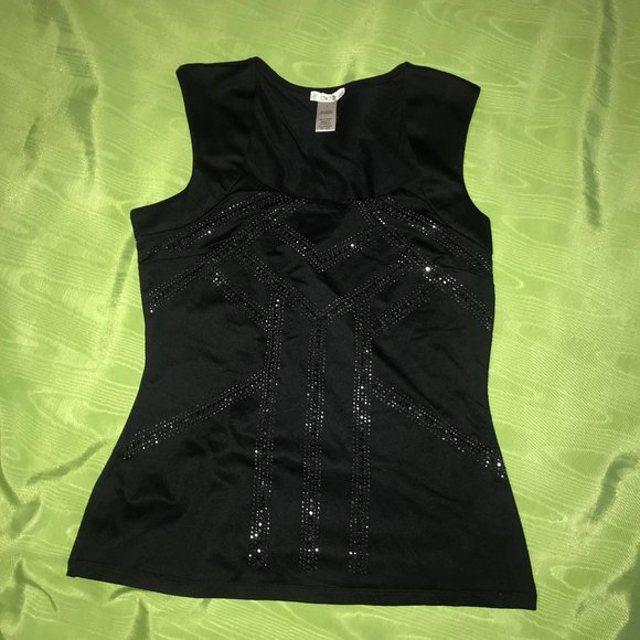 Cache Tops - 💋5/$20 CACHE Black Embellished Front Top Sz S